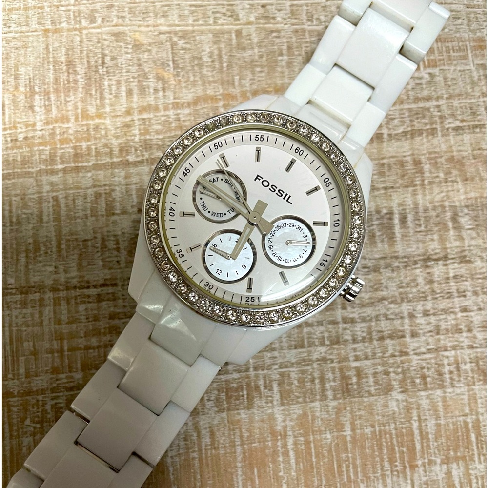 White Fossil Watch